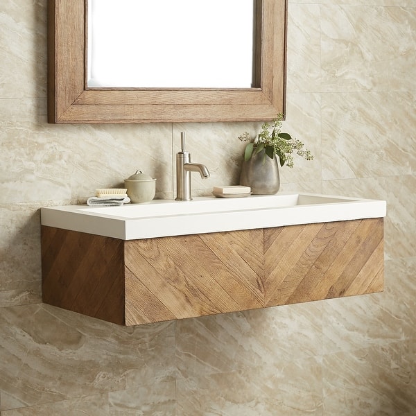 36" Vintner's Reclaimed Wood Floating Vanity (Base Only) Bed Bath